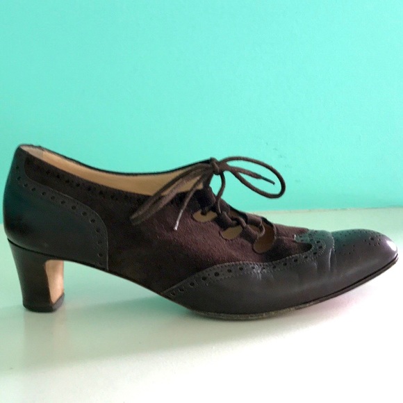 Manolo Blahnik Shoes - Vintage Manolo Blahnik Deep Brown Suede & Leather